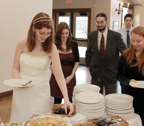 Lining up for dinner: (left to right) Ella Chase, Christine Miles, Chris Akright, Ben Chase, Meg Meyer
